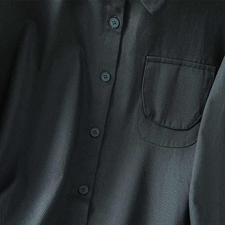Camisa informal de algodón con cuello alto, manga larga y bolsillos para mujer de Buddha Stones - image 2
