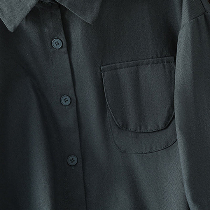 Camisa informal de algodón con cuello alto, manga larga y bolsillos para mujer de Buddha Stones - image 7