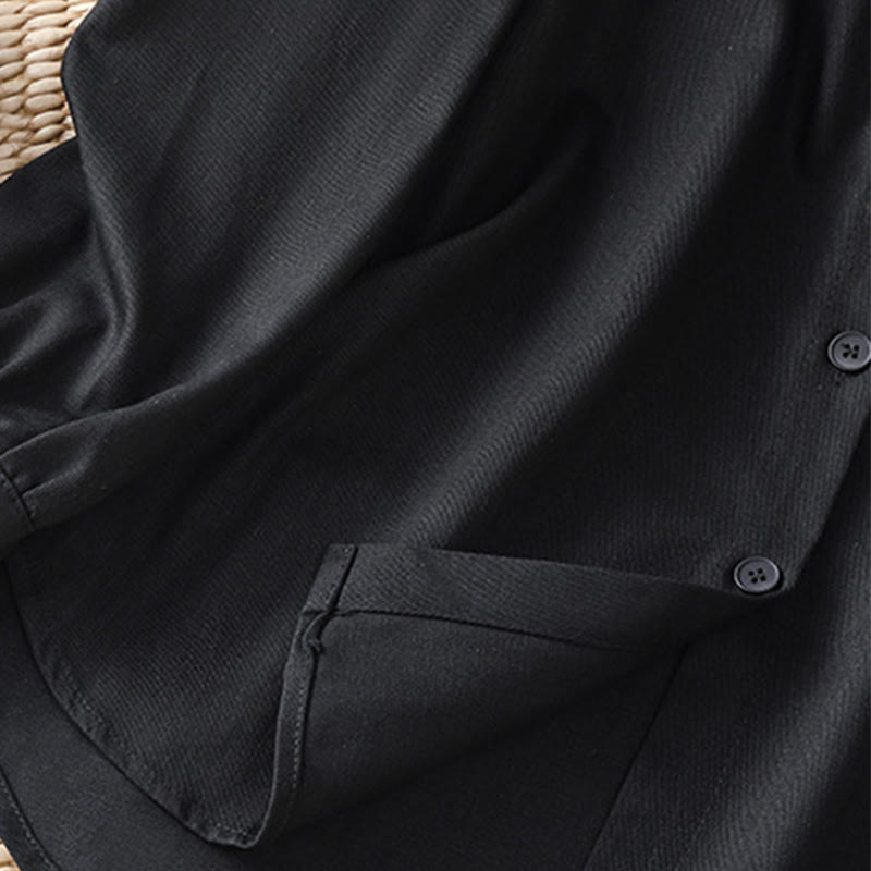 Camisa informal de algodón con cuello alto, manga larga y bolsillos para mujer de Buddha Stones - image 17