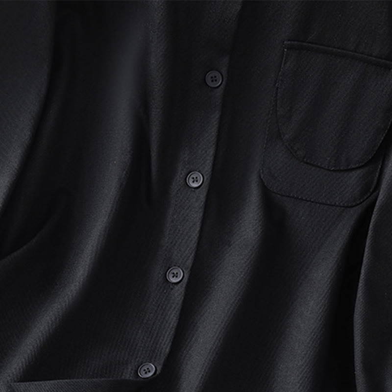 Camisa informal de algodón con cuello alto, manga larga y bolsillos para mujer de Buddha Stones - image 13
