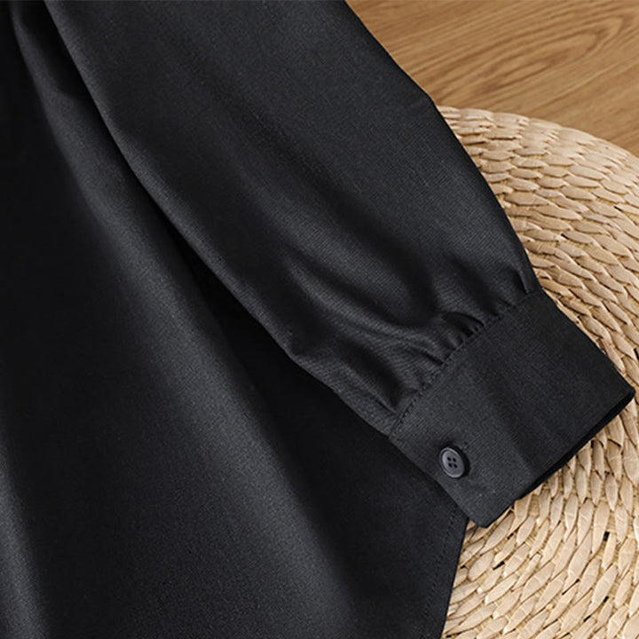 Camisa informal de algodón con cuello alto, manga larga y bolsillos para mujer de Buddha Stones - image 16