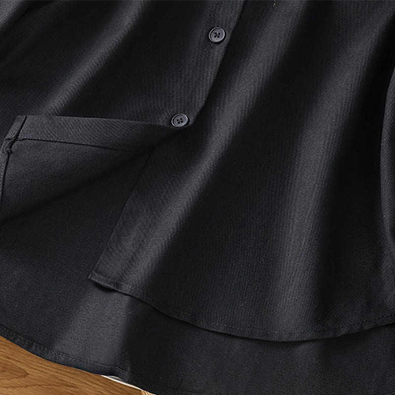 Camisa informal de algodón con cuello alto, manga larga y bolsillos para mujer de Buddha Stones - image 15