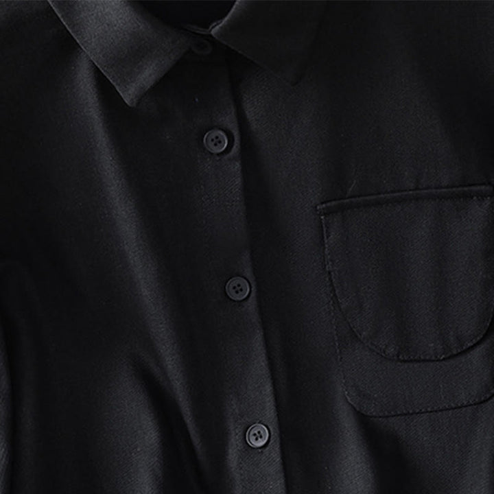 Camisa informal de algodón con cuello alto, manga larga y bolsillos para mujer de Buddha Stones - image 12