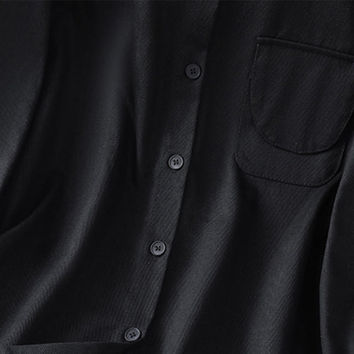 Camisa informal de algodón con cuello alto, manga larga y bolsillos para mujer de Buddha Stones - image 13