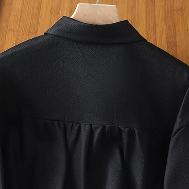 Camisa informal de algodón con cuello alto, manga larga y bolsillos para mujer de Buddha Stones - image 11