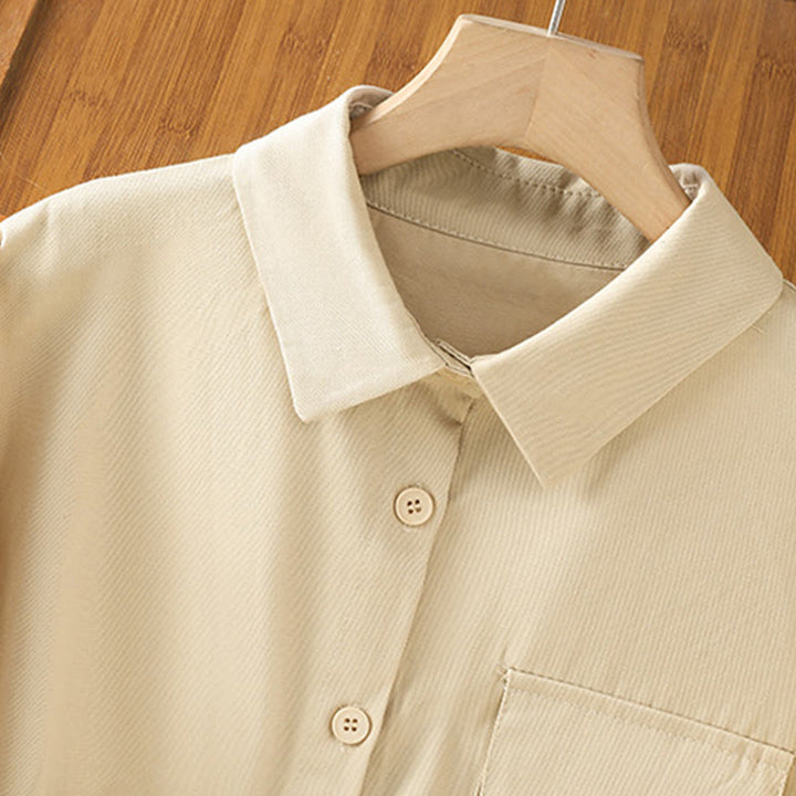 Camisa informal de algodón con cuello alto, manga larga y bolsillos para mujer de Buddha Stones - image 20