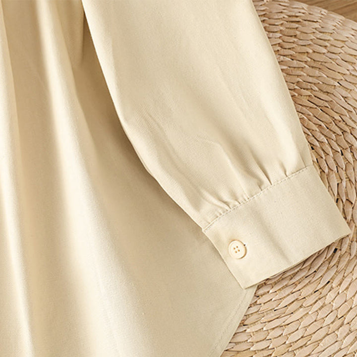 Camisa informal de algodón con cuello alto, manga larga y bolsillos para mujer de Buddha Stones - image 26