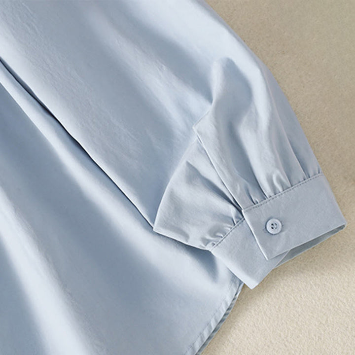 Camisa informal de algodón con solapa de encaje y manga larga para mujer de Buddha Stones - image 7
