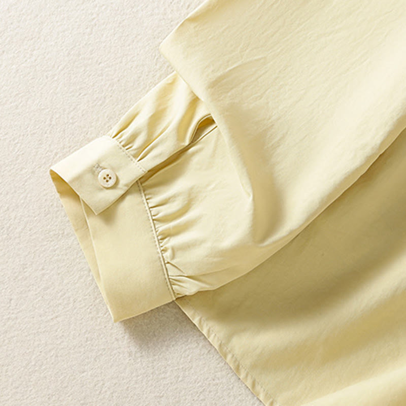 Camisa informal de algodón con solapa de encaje y manga larga para mujer de Buddha Stones - image 15