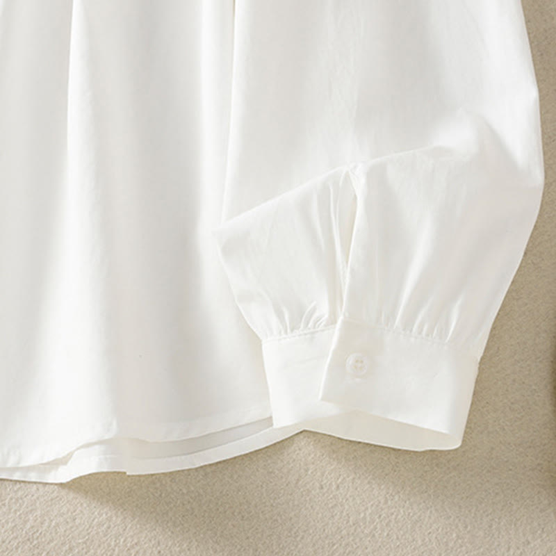 Camisa informal de algodón con solapa de encaje y manga larga para mujer de Buddha Stones - image 23