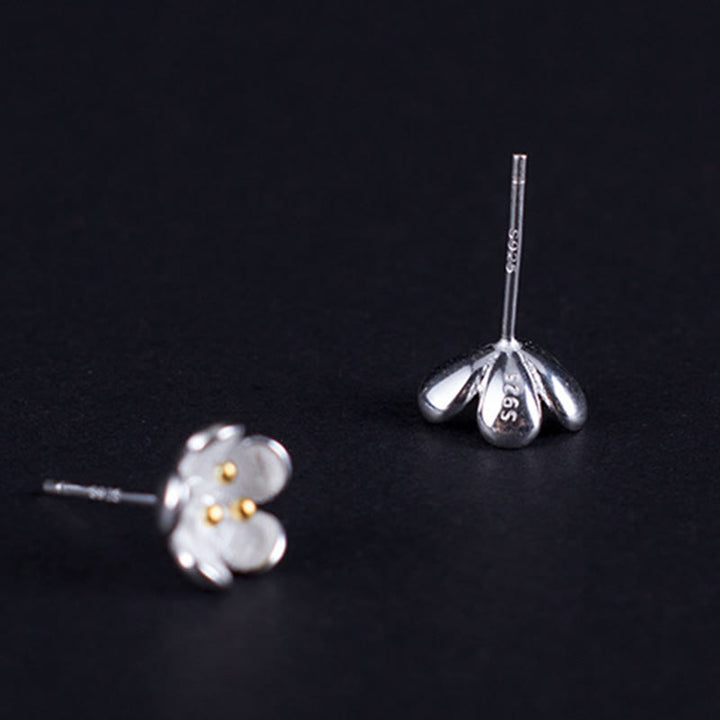 Pendientes de equilibrio con estambres dorados y Buddha Stones en plata de ley 925  - image 7