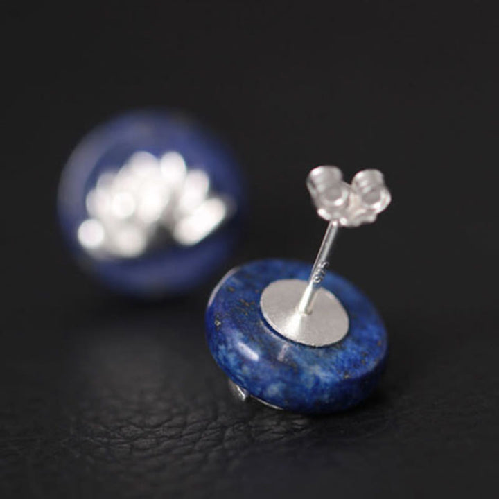 Pendientes de lapislázuli con diseño de loto en plata de ley 925 y Buddha Stones  - image 2