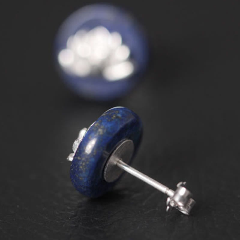 Pendientes de plata de ley 925 con diseño de loto y Buddha Stones , lazurita y lapislázuli. - image 3