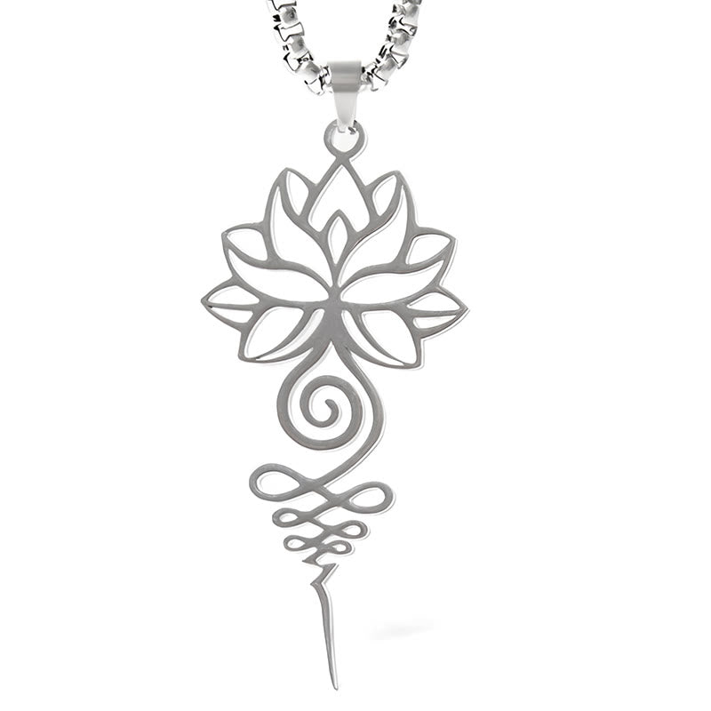Collar colgante de acero inoxidable con diseño de símbolo de iluminación y chakras de loto y Buddha Stones. - image 5