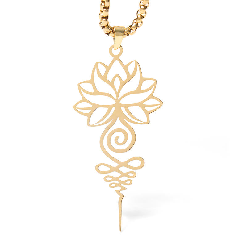 Collar colgante de acero inoxidable con diseño de símbolo de iluminación y chakras de loto y Buddha Stones. - image 11