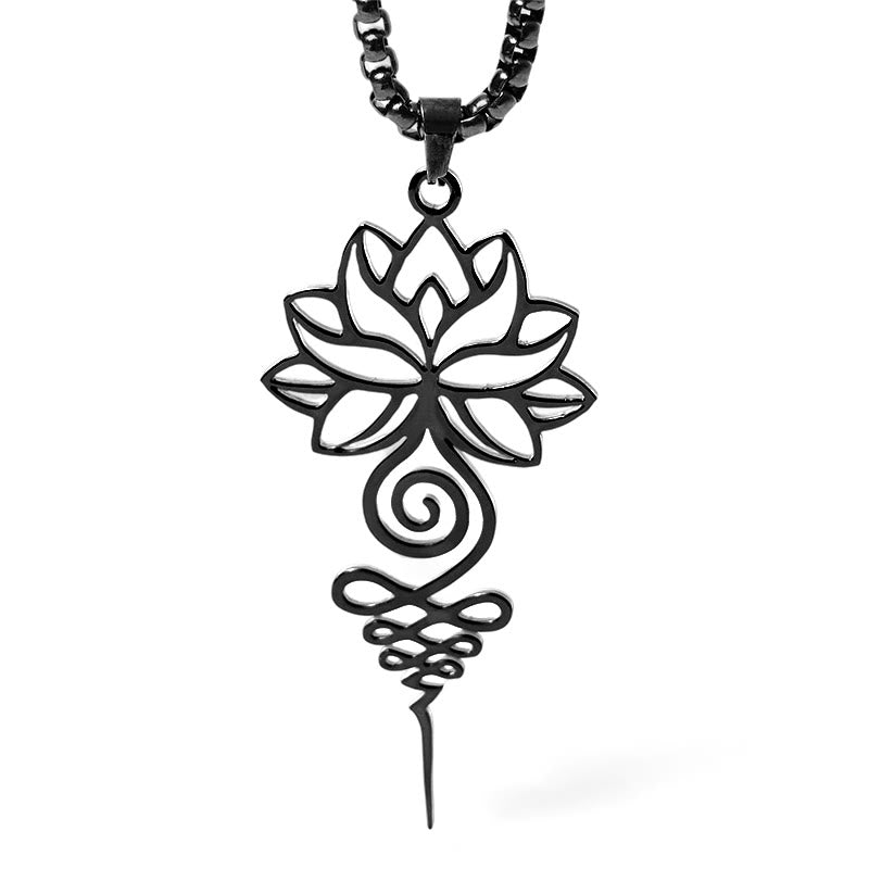 Collar colgante de acero inoxidable con diseño de símbolo de iluminación y chakras de loto y Buddha Stones. - image 17