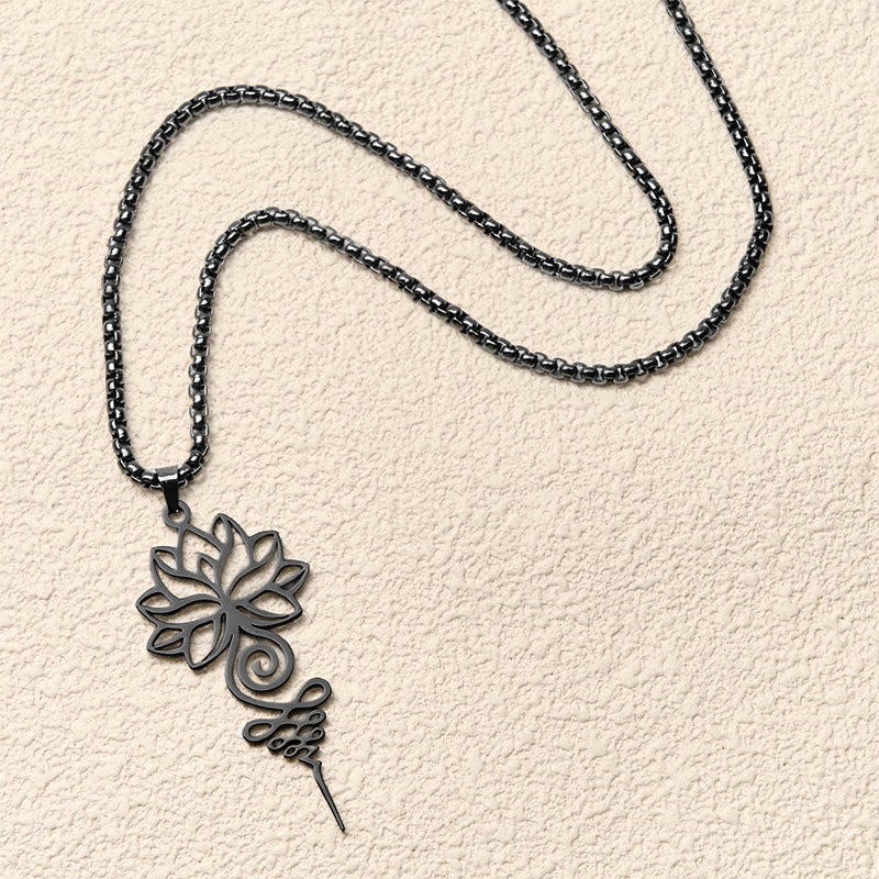 Collar colgante de acero inoxidable con diseño de símbolo de iluminación y chakras de loto y Buddha Stones. - image 15