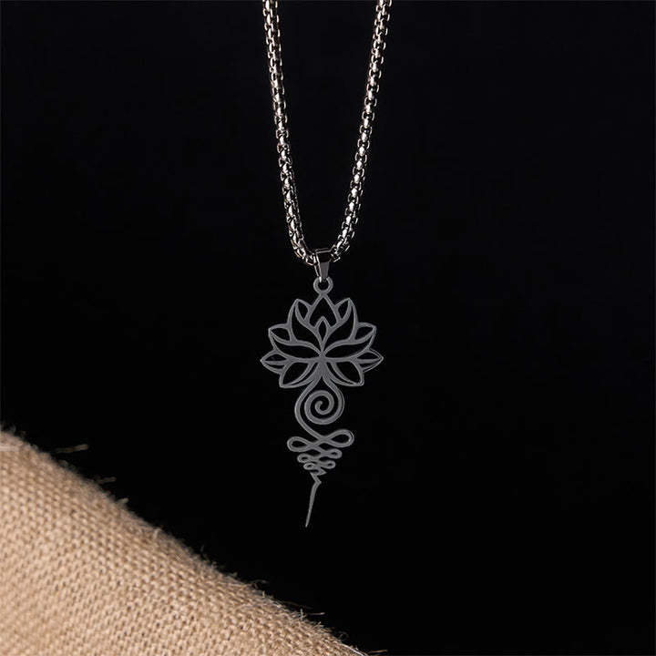 Collar colgante de acero inoxidable con diseño de símbolo de iluminación y chakras de loto y Buddha Stones. - image 13