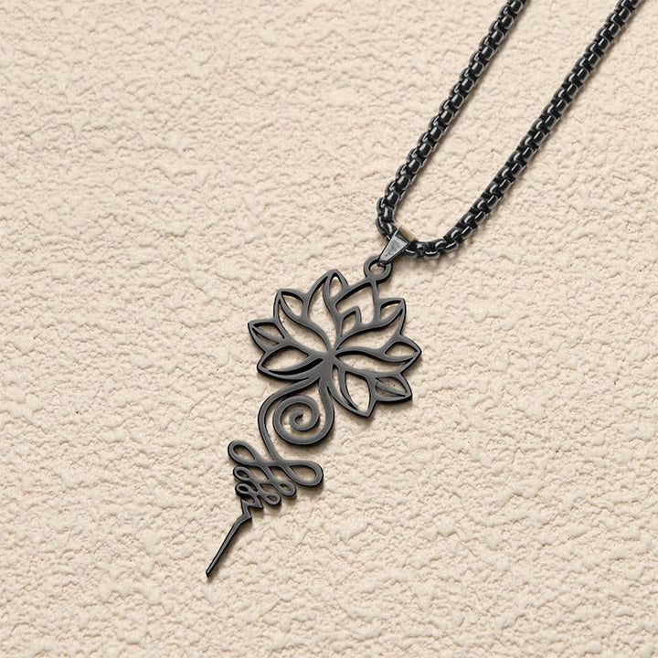 Collar colgante de acero inoxidable con diseño de símbolo de iluminación y chakras de loto y Buddha Stones. - image 14