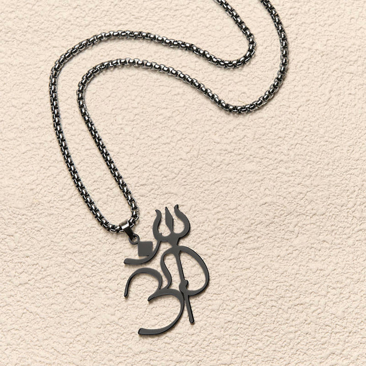 Buddha Stones Colgante de collar de acero inoxidable con símbolo de tridente OM - image 16
