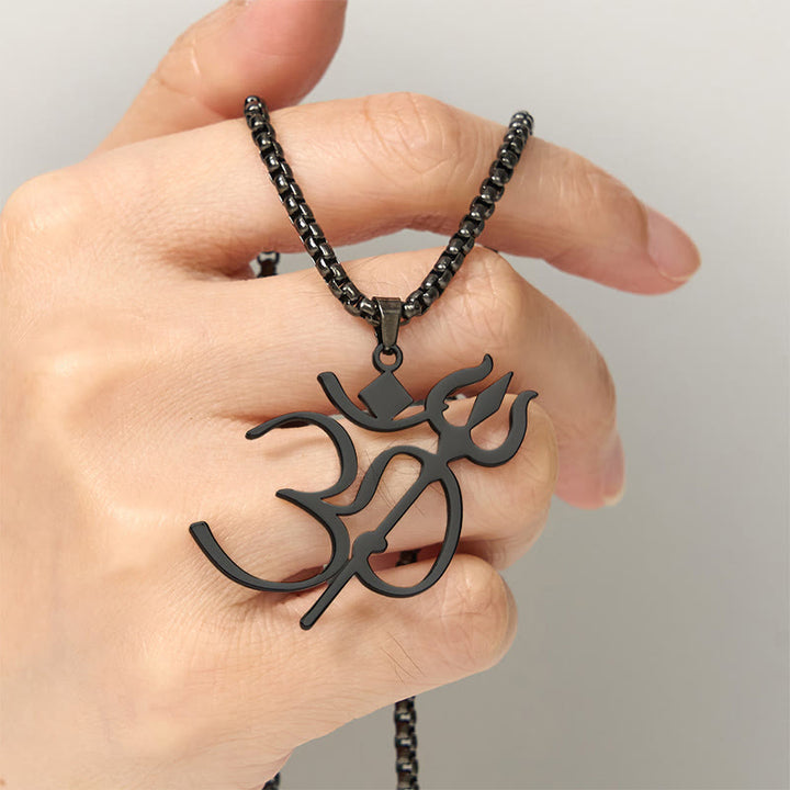 Buddha Stones Colgante de collar de acero inoxidable con símbolo de tridente OM - image 17