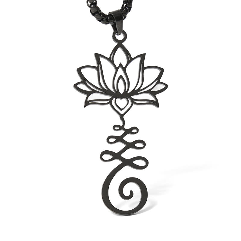 Collar con colgante de acero inoxidable con símbolo de chakra de Buddha Stones y diseño irregular de loto. - image 18