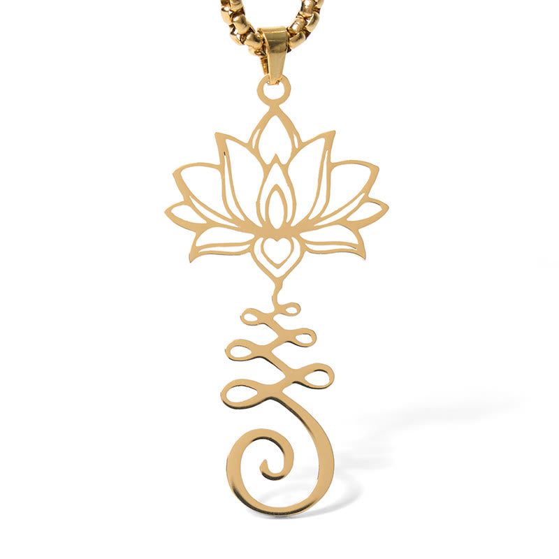 Collar con colgante de acero inoxidable con símbolo de chakra de Buddha Stones y diseño irregular de loto. - image 12