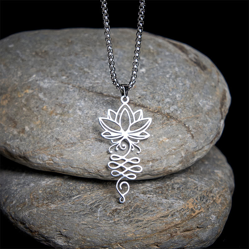 Collar colgante de acero inoxidable con símbolo de iluminación y diseño de Buddha Stones. - Plata - image 0