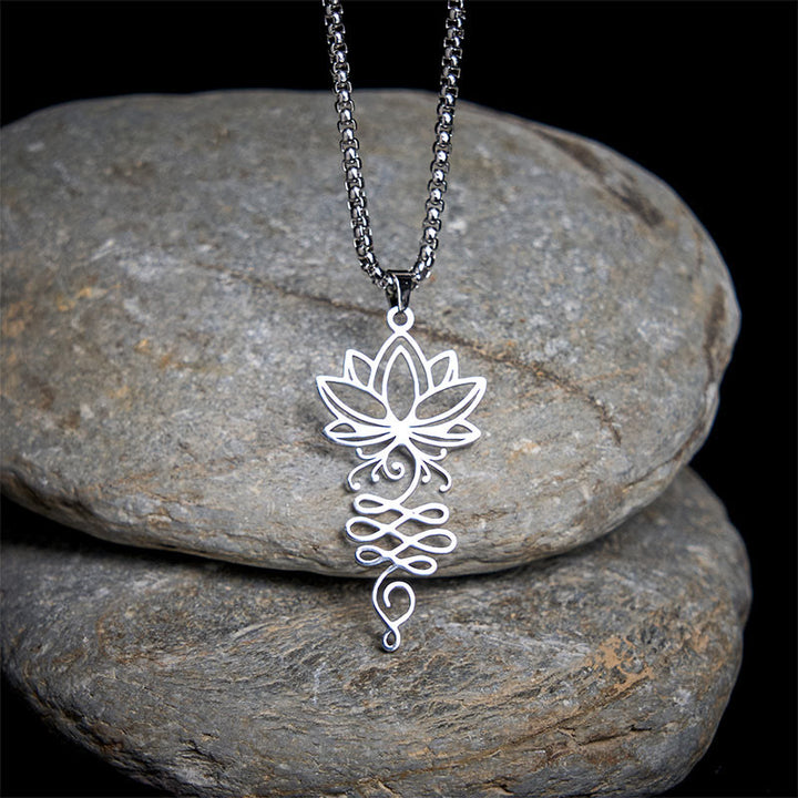 Collar colgante de acero inoxidable con símbolo de iluminación y diseño de Buddha Stones. - Plata - image 0