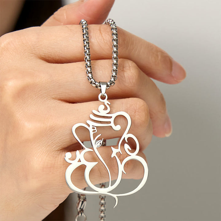 Collar con colgante de protección de acero inoxidable con elefante Ganesha y Buddha Stones - image 11