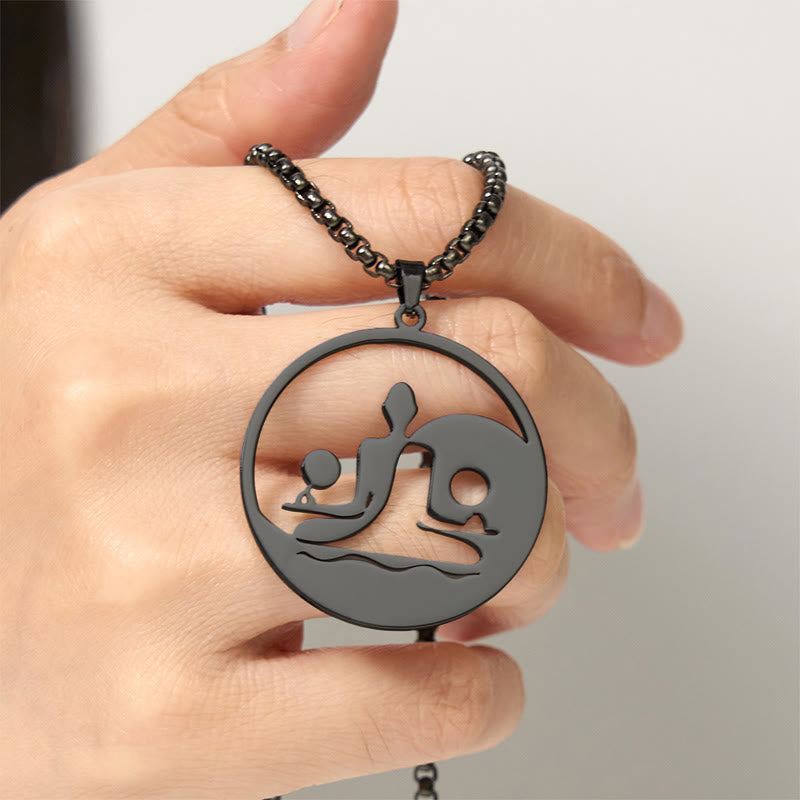 Collar con colgante de equilibrio de acero inoxidable con diseño hueco de Buddha Stones Yin Yang y piedras de Buda - image 6
