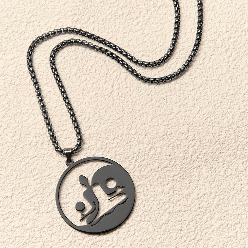 Collar con colgante de equilibrio de acero inoxidable con diseño hueco de Buddha Stones Yin Yang y piedras de Buda - image 3