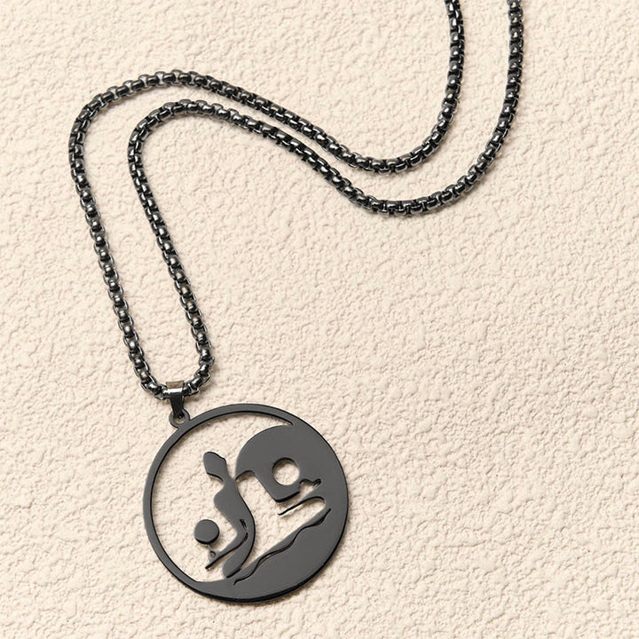 Collar con colgante de equilibrio de acero inoxidable con diseño hueco de Buddha Stones Yin Yang y piedras de Buda - image 3