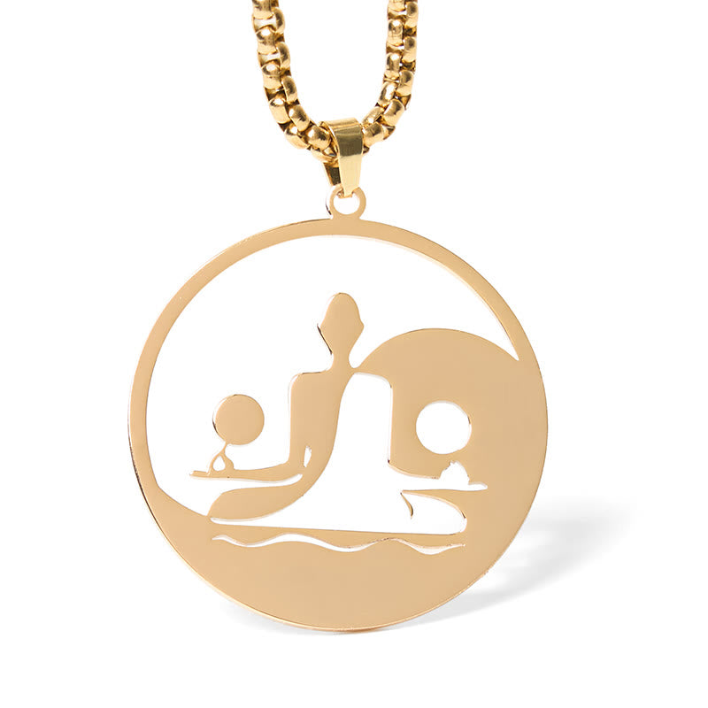 Collar con colgante de equilibrio de acero inoxidable con diseño hueco de Buddha Stones Yin Yang y piedras de Buda - Oro - image 9