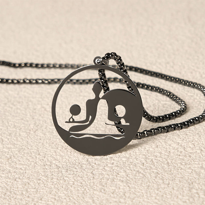 Collar con colgante de equilibrio de acero inoxidable con diseño hueco de Buddha Stones Yin Yang y piedras de Buda - image 5