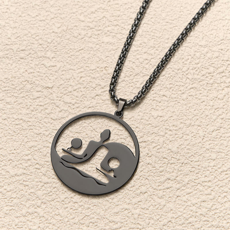 Collar con colgante de equilibrio de acero inoxidable con diseño hueco de Buddha Stones Yin Yang y piedras de Buda - image 4