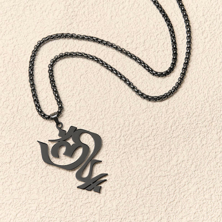 Collar con colgante de acero inoxidable con diseño geométrico de símbolo OM vintage de Buddha Stones - image 15