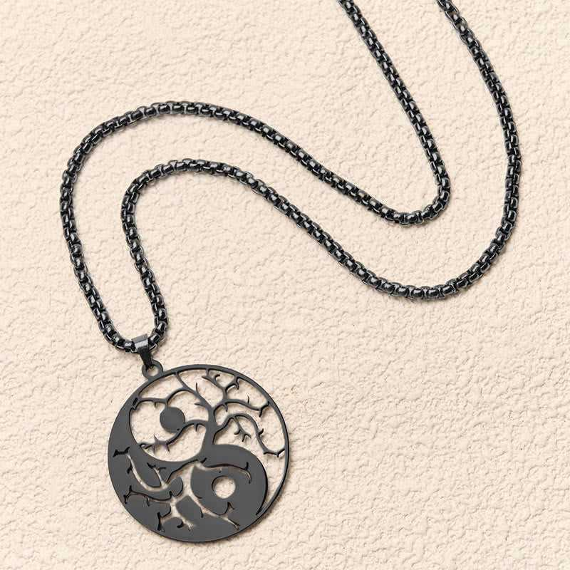 Colgante de acero inoxidable con diseño de Yin Yang, ramas y Buddha Stones. - image 4