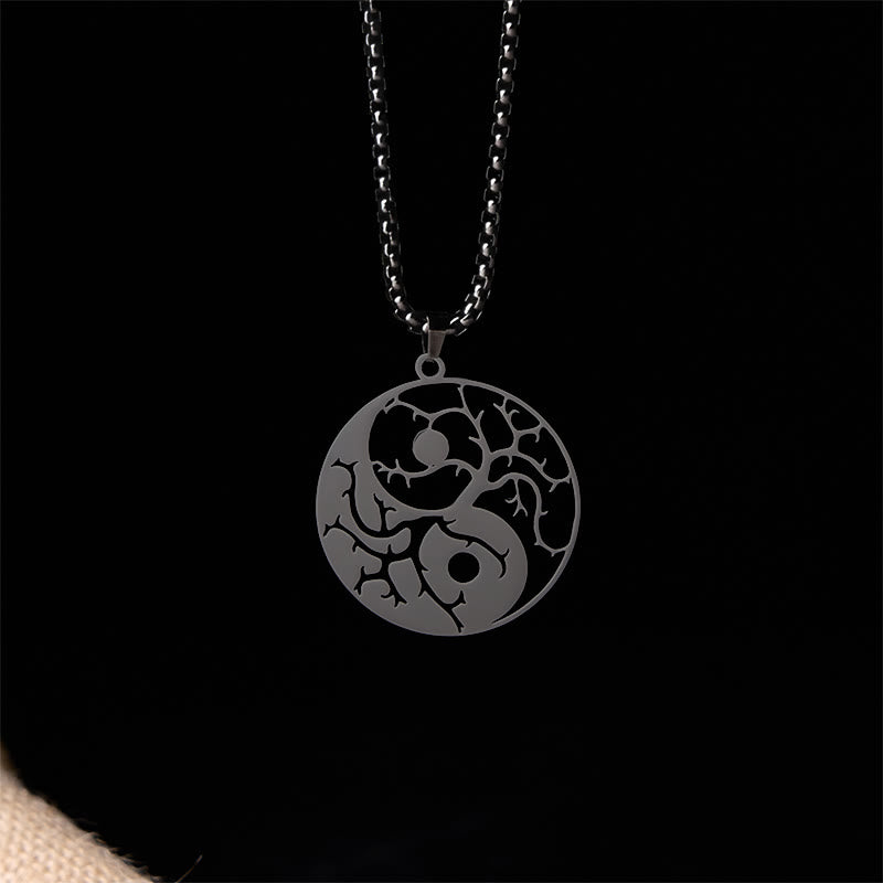 Colgante de acero inoxidable con diseño de Yin Yang, ramas y Buddha Stones. - image 2