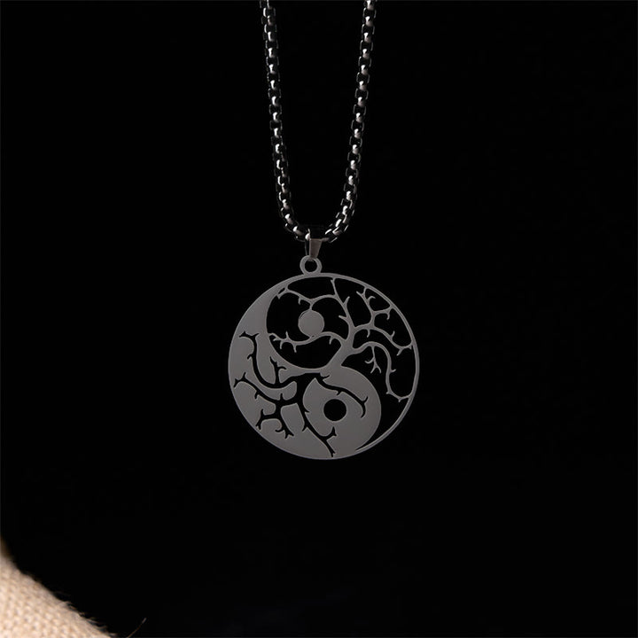 Colgante de acero inoxidable con diseño de Yin Yang, ramas y Buddha Stones. - image 2