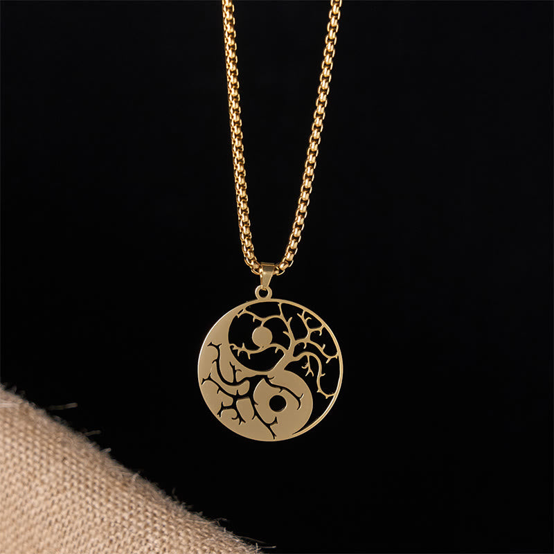 Colgante de acero inoxidable con diseño de Yin Yang, ramas y Buddha Stones. - image 15
