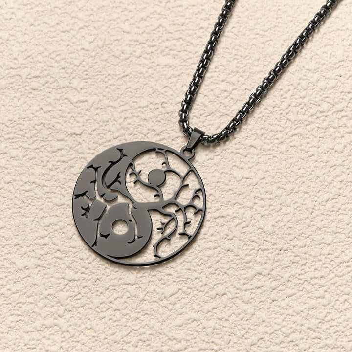 Colgante de acero inoxidable con diseño de Yin Yang, ramas y Buddha Stones. - image 3
