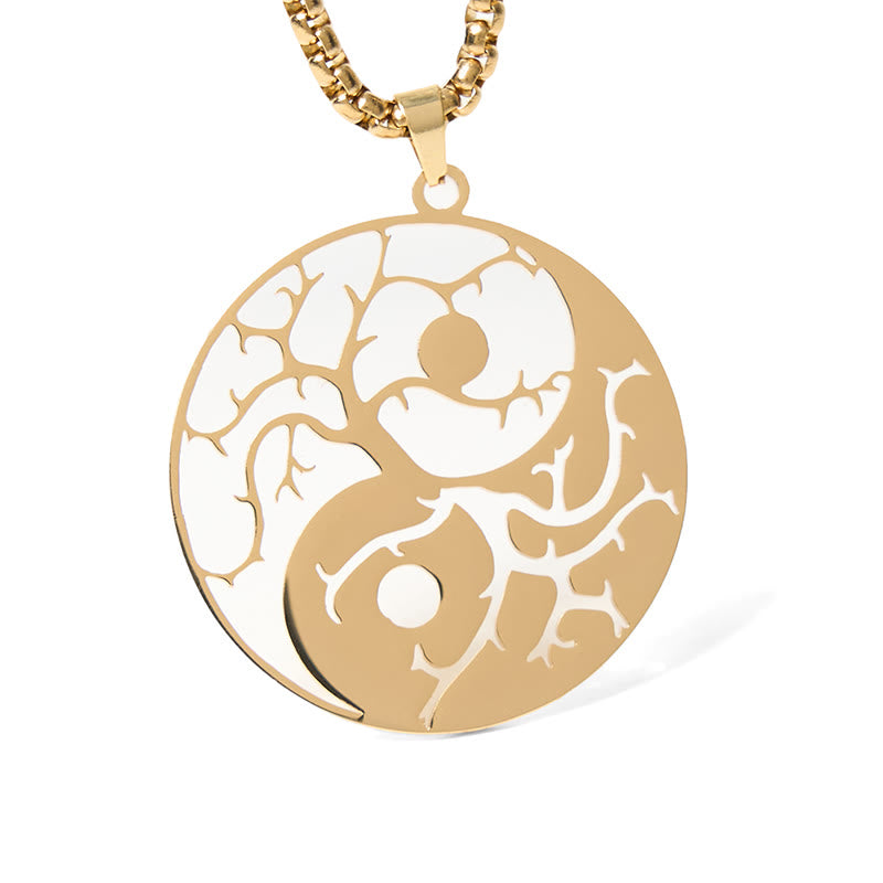 Colgante de acero inoxidable con diseño de Yin Yang, ramas y Buddha Stones. - Oro - image 13