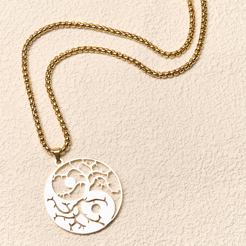Colgante de acero inoxidable con diseño de Yin Yang, ramas y Buddha Stones. - image 17