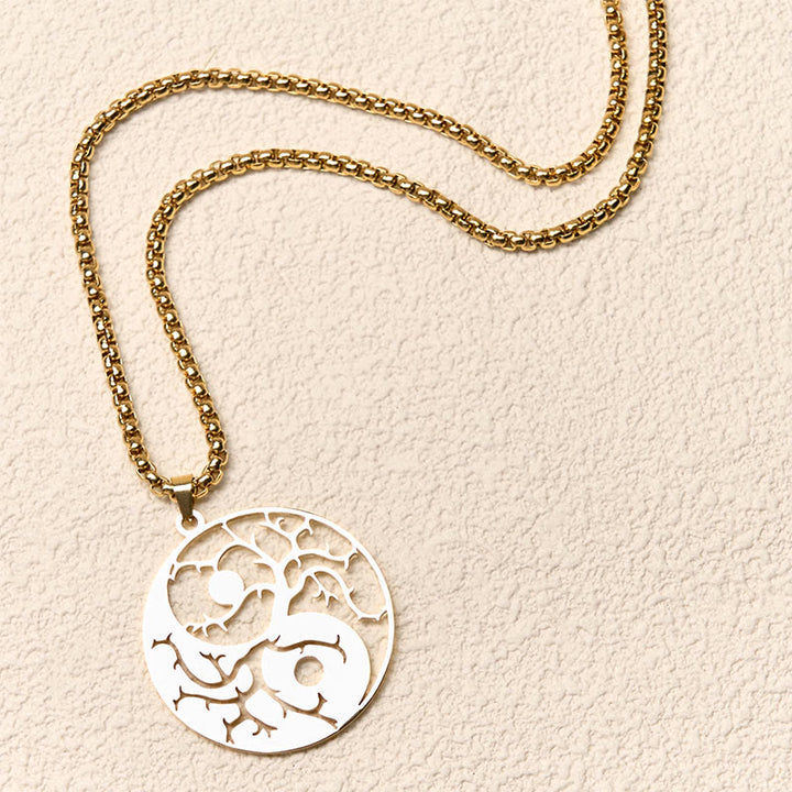 Colgante de acero inoxidable con diseño de Yin Yang, ramas y Buddha Stones. - image 17