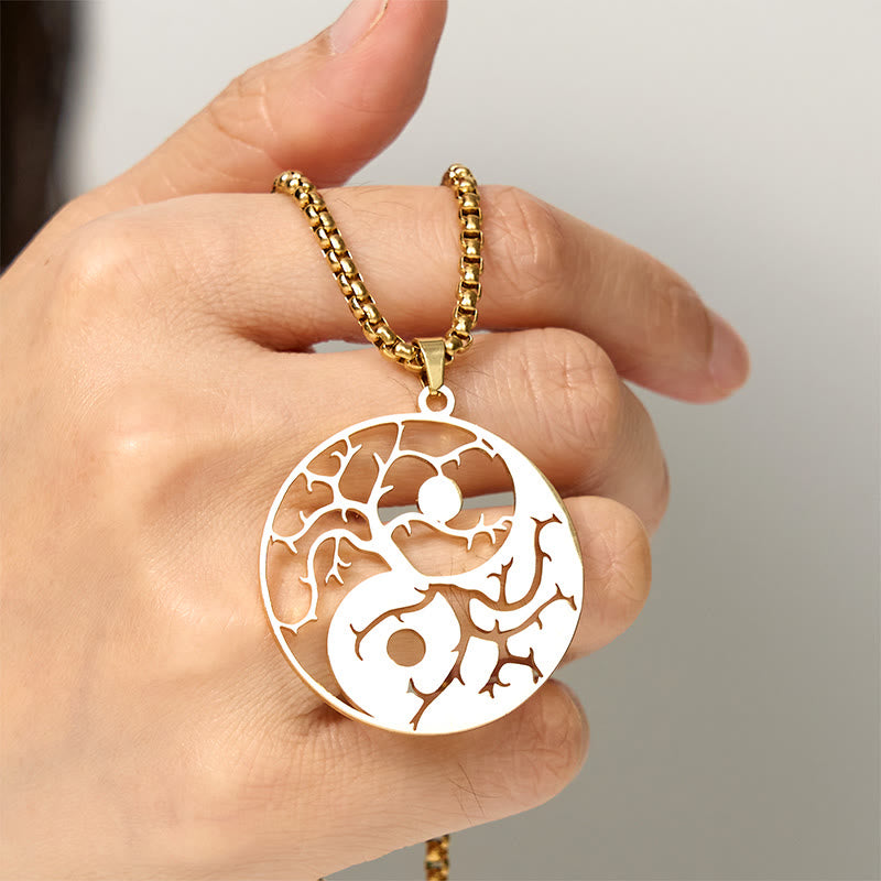 Colgante de acero inoxidable con diseño de Yin Yang, ramas y Buddha Stones. - image 18
