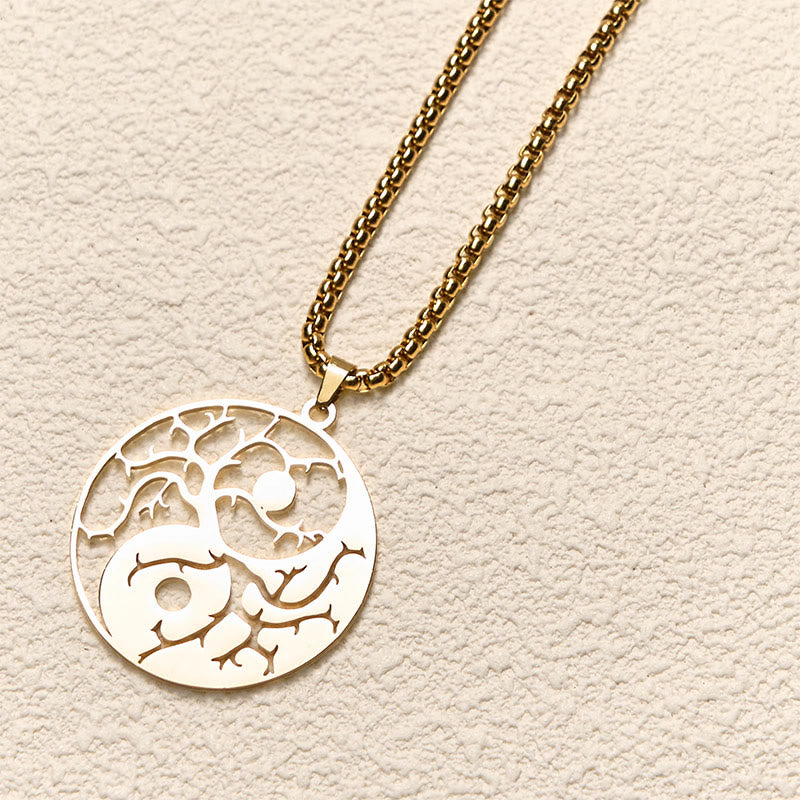 Colgante de acero inoxidable con diseño de Yin Yang, ramas y Buddha Stones. - image 16
