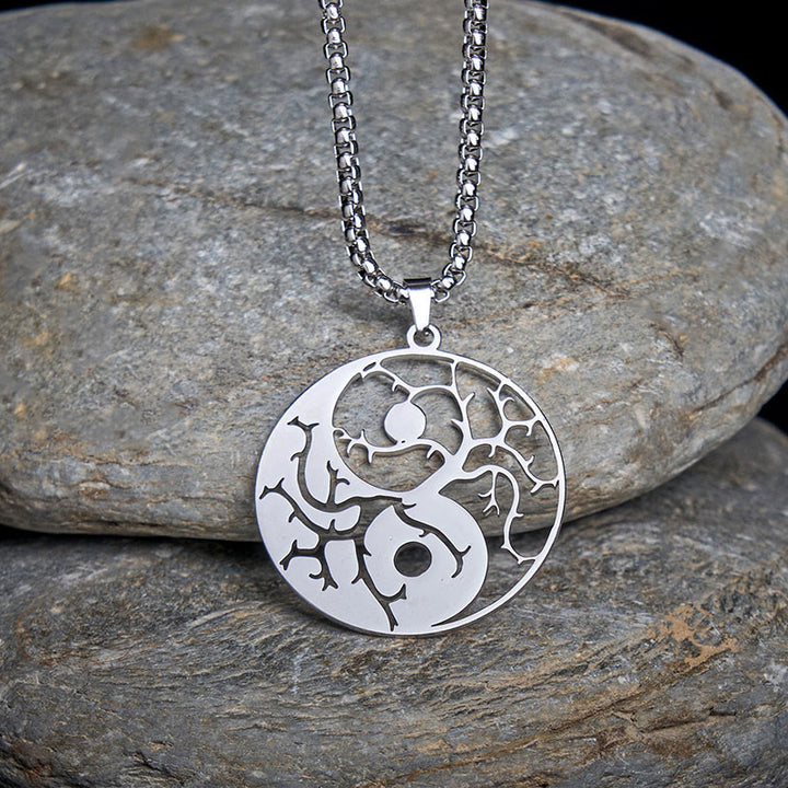 Colgante de acero inoxidable con diseño de Yin Yang, ramas y Buddha Stones. - image 8