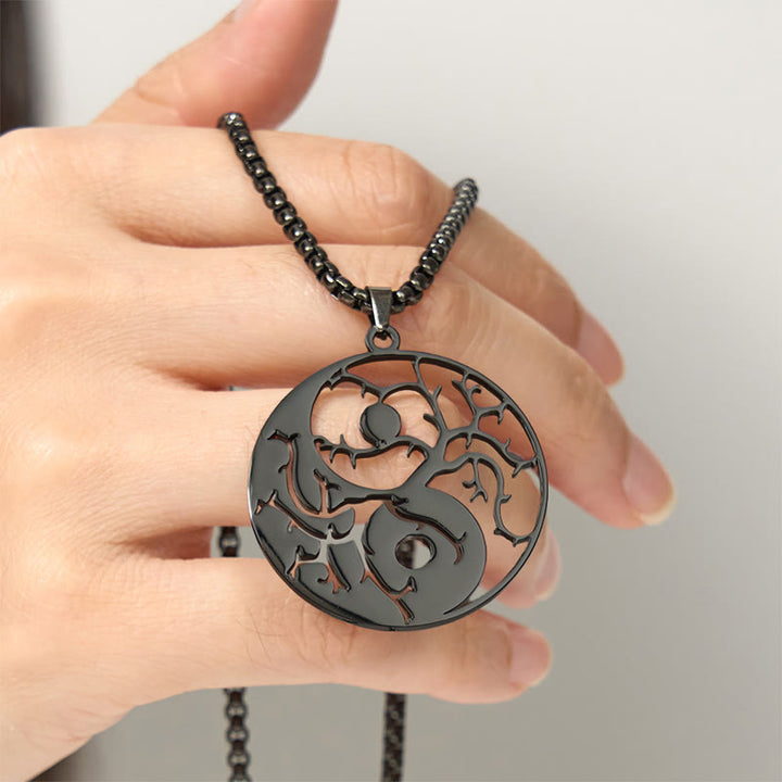 Colgante de acero inoxidable con diseño de Yin Yang, ramas y Buddha Stones. - image 5