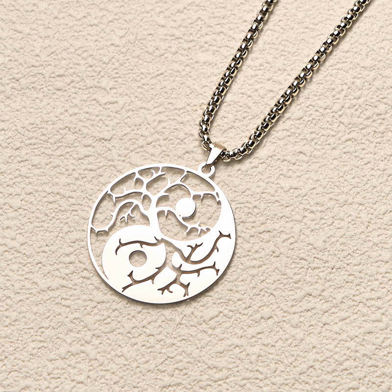 Colgante de acero inoxidable con diseño de Yin Yang, ramas y Buddha Stones. - image 10